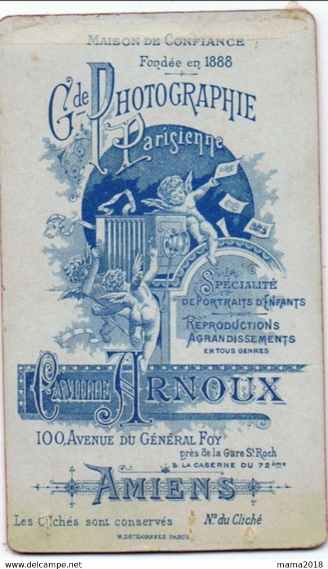 Photo   Cartonnée   Communiant          C   Arnoux    Amiens - Anciennes (Av. 1900)