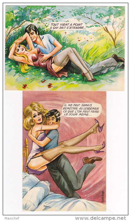 Lot 4 Cartes "L'amour Avec Les Pin-Up Girls  - Pas Circulé - Humour