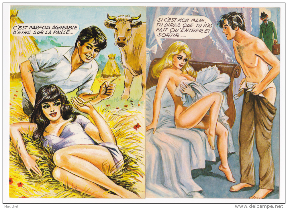 Lot 4 Cartes "L'amour Avec Les Pin-Up Girls  - Pas Circulé - Humour