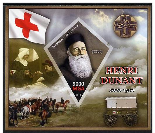 104478 - Madagascar 2013 Henry Dunant Imperf Deluxe Sheet Containing One Diamond Shaped Value Unmounted Mint - Madagascar (1960-...)