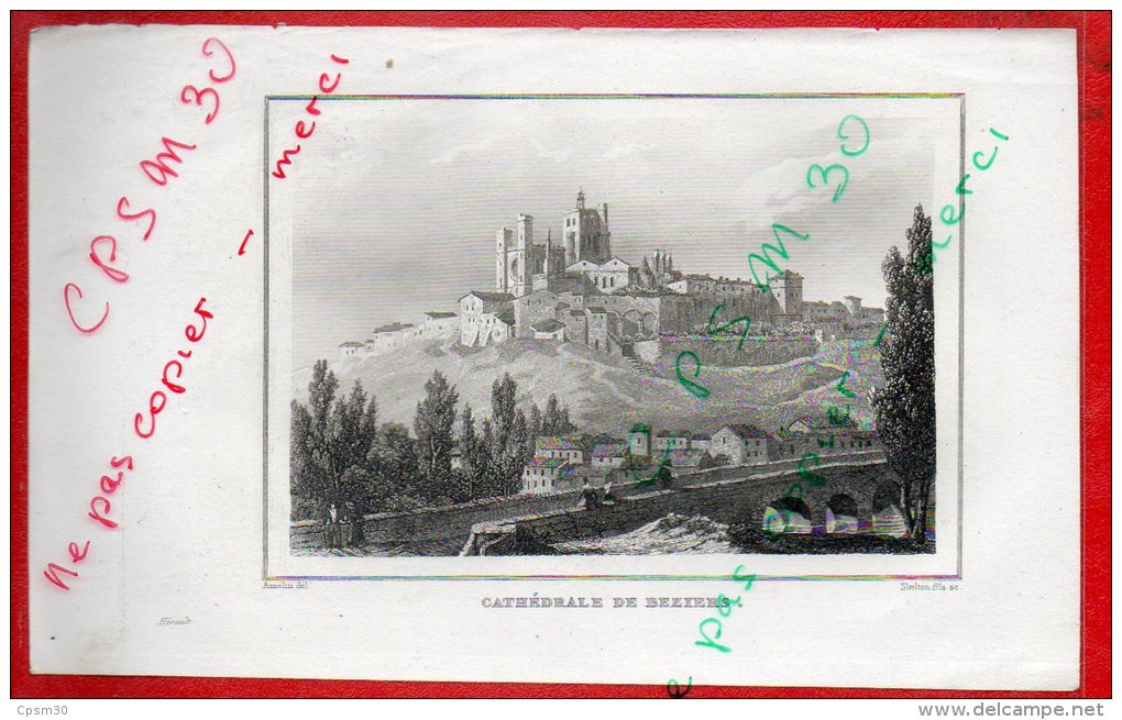 Eaux Fortes - CATHEDRALE DE BEZIERS - 34 Hérault - Amelin Del. / Skelton Fils Sc. - Prints & Engravings