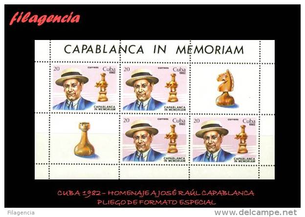 TRASTERO. CUBA MINT. 1982 HOMENAJE A JOSÉ RAÚL CAPABLANCA. AJEDREZ. MINIPLIEGO - Ongebruikt