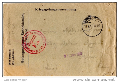 GUE - L17 - Lettre De Prisonnier De Guerre - Kriegsgefangenensendung 1917 Avec Cachet De Censure De Camp De Schneidemühl - Prima Guerra Mondiale