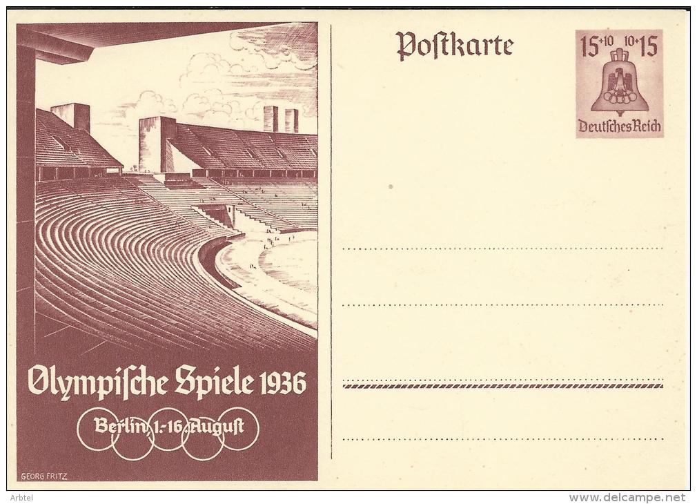 ALEMANIA ENTERO POSTAL JUEGOS OLIMPICOS BERLIN 1936 ESTADIO OLIMPICO - Estate 1936: Berlino