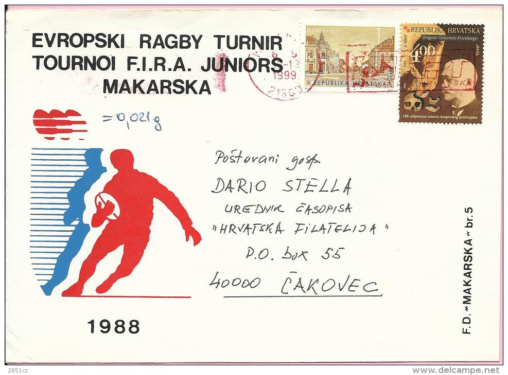 European Rugby Tournament - F.I.R.A. Juniors Makarska, Makarska, 1999., Croatia, Letter - Rugby