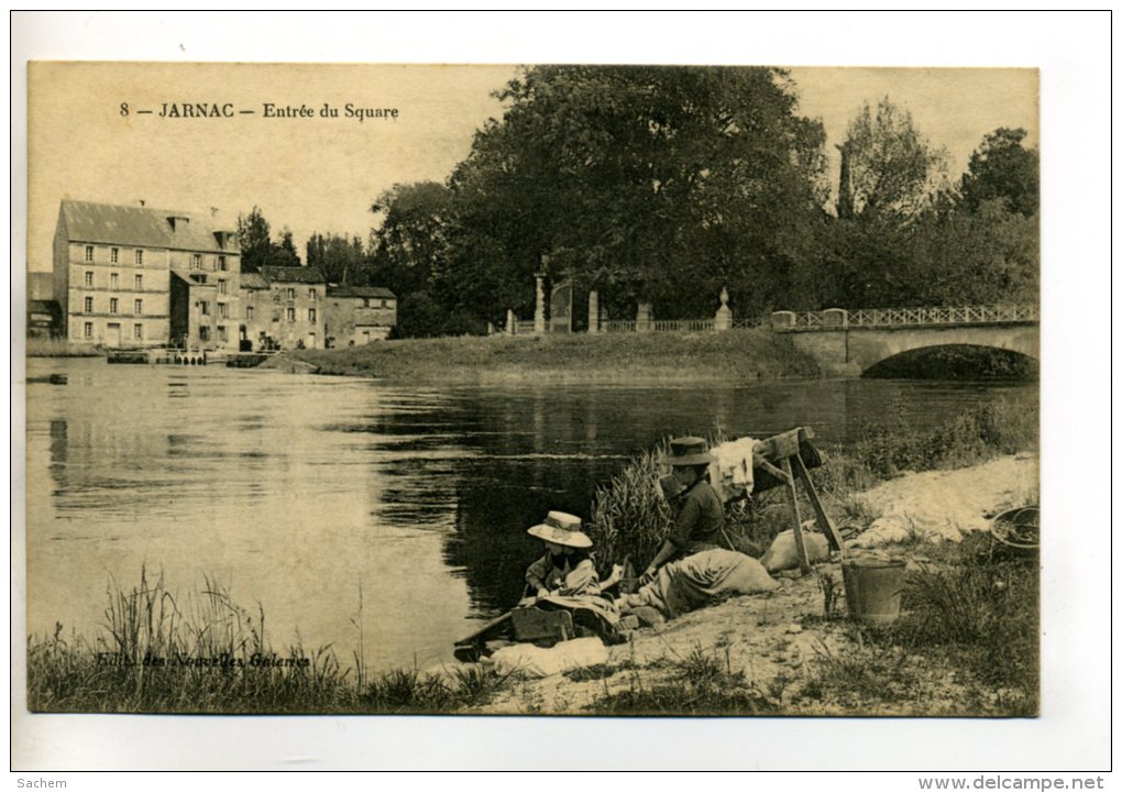 16-082 JARNAC Lavandiere Et Fillette Entrée Du Square 1916 écrite  /D21 -2013 - Jarnac