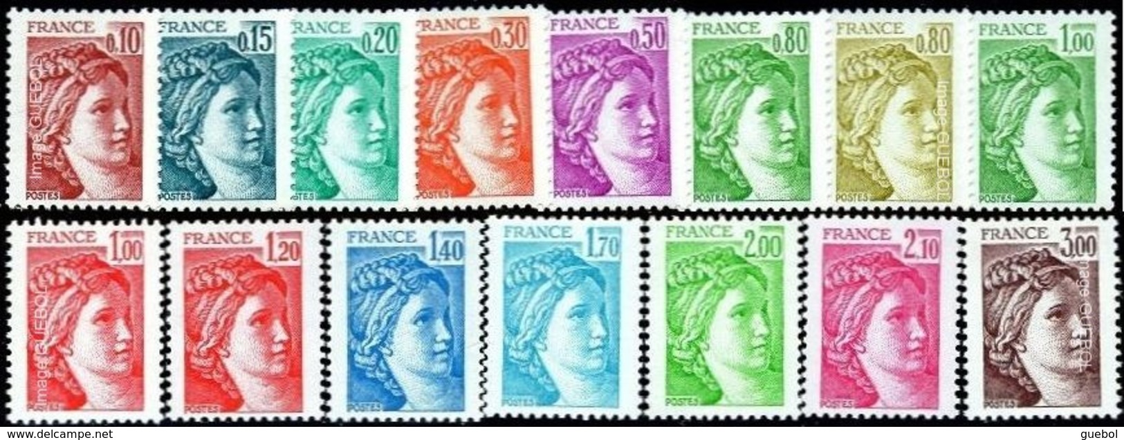 France Sabine De Gandon N° 1965 B ** à 1979 B ** Variétés, Les 15 Valeurs Sans Bandes De Phosphore Signées + Description - 1977-1981 Sabina Di Gandon