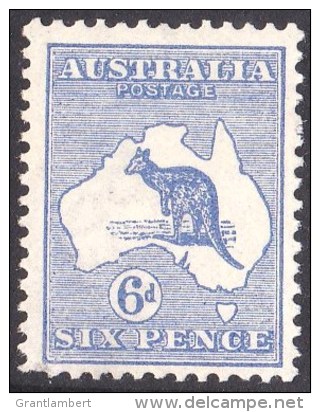 Australia 1913 Kangaroo 6d Blue 1st Watermark MH - Mint Stamps