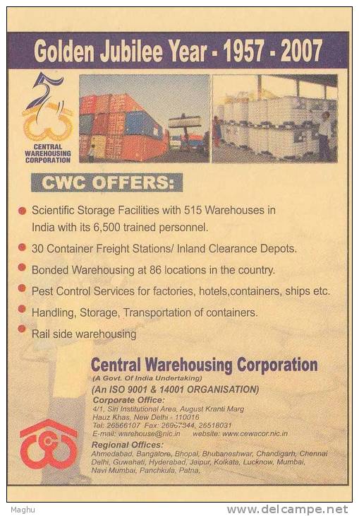 In English Central Warehousing Service Pest Insect / Rodent Contol, Disinfect Hotel, Ship Storage, Rail Train,  Meghdoot - Other (Earth)