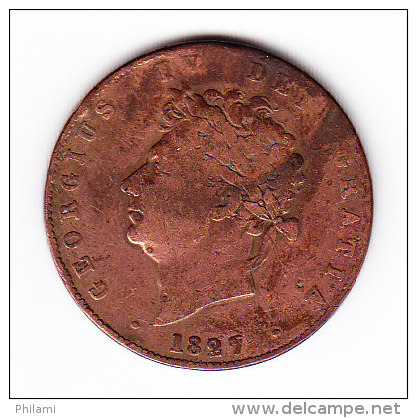 COINS   GRANDE-BRETAGNE    KM  692      1827 .       ( 9 ) - C. 1/2 Penny