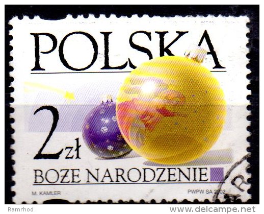 POLAND 2002 Christmas - 2z. - Small Purple And Large Yellow Baubles  FU - Oblitérés