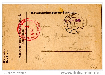 GUE - L24 - Kriegsgefangenen-Sendung Postkarte Aus Schneidemühl 1917  Für Izieux Frankreich - Guerre Mondiale (Première)