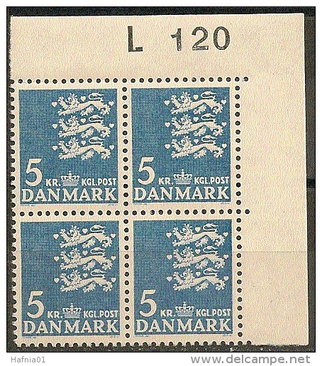 Denmark 1946  Michel 291y  Plate-block MNH.. - Ungebraucht