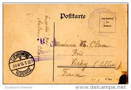 GUE - L26 - Kriegsgefangenen-Sendung Postkarte Aus Zossen 1915  Für Vichy Frankreich - WO1