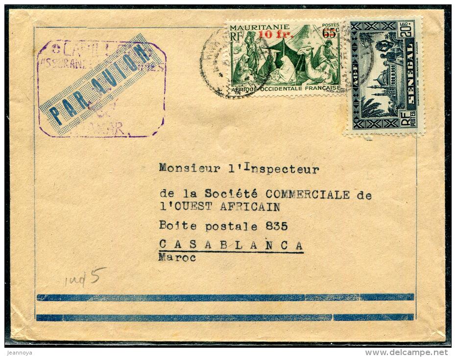 MAURITANIE - N° 136 + SENEGAL N° 137 SUR LETTRE AVION POUR LE MAROC - B - Cartas & Documentos