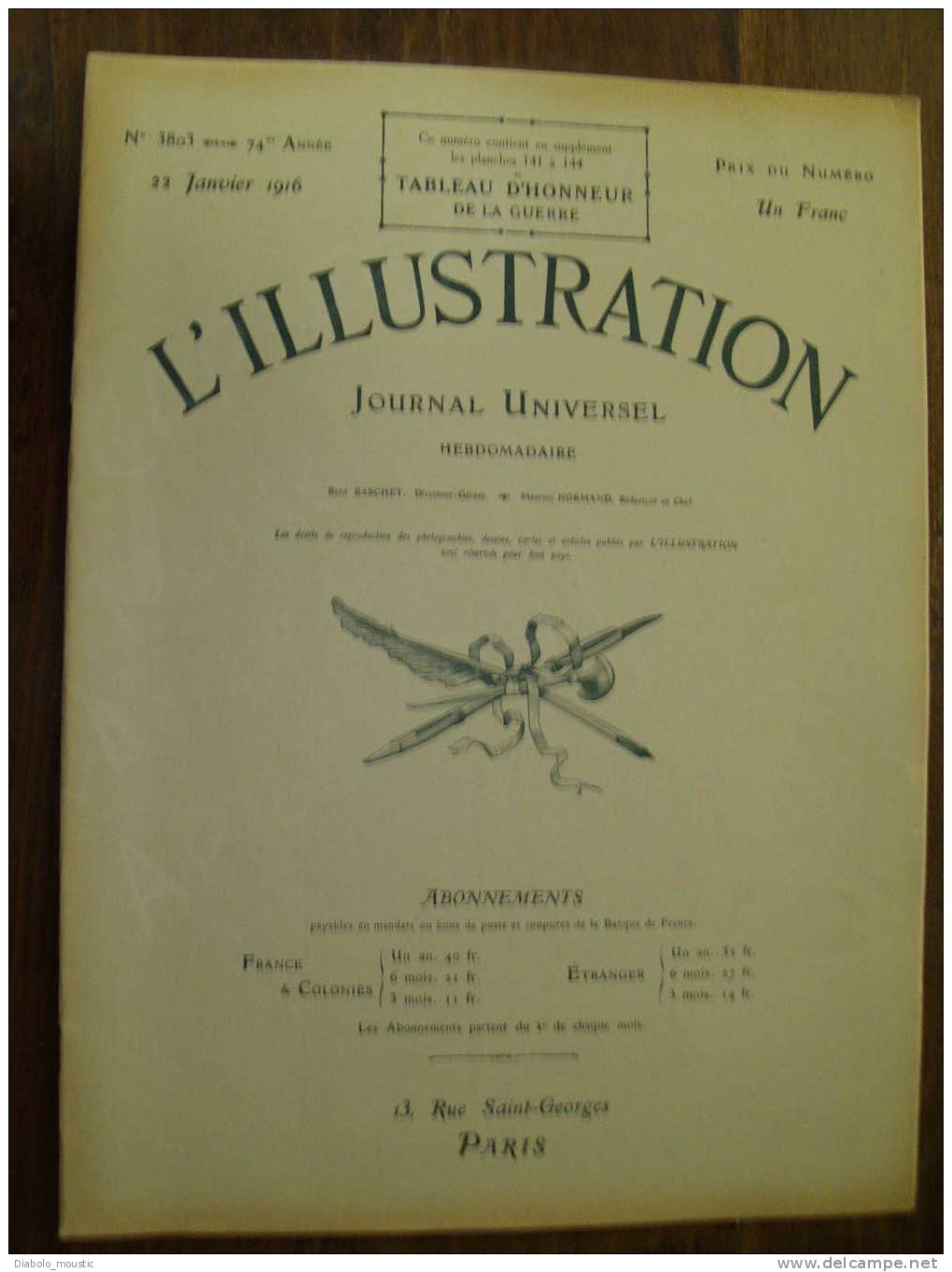 L'ILLUSTRATION  22 /01/1916:  CAP-FERRAT ; MOOSCH ; Avion Géant ; Apremont........... - L'Illustration