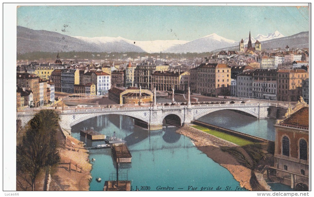 CARTE POSTALE 1918 GENEVE -VUE PRISE DE SAINT JEAN - Genève