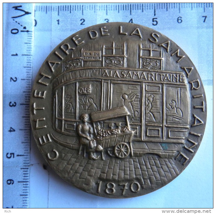 Medaille Bronze Centenaire De La Samaritaine 1870 1970 - Graveur Torcheux - Inscription Tranche "bronze" - Unclassified