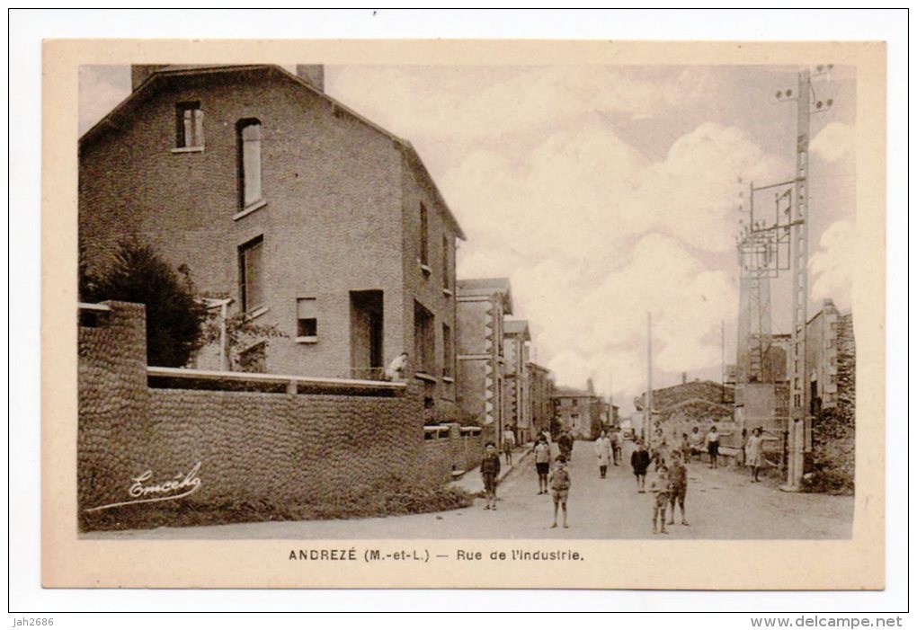 CPA 49 ANDREZE Rue De L'Industrie Animée Avec Enfants - Other & Unclassified