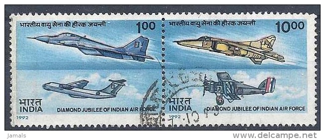 India 1992, Golden Jubilee Air Force, I.A.F. Militaria, MIG-29, Ilyushin, Airplane, Used, Inde Indien - Oblitérés