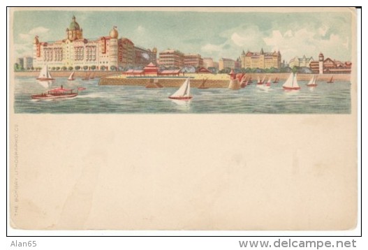 Bombay Mumbai India, View Of Harbor Taj Mahal Palace Hotel, C1900s Vintage Postcard - Inde