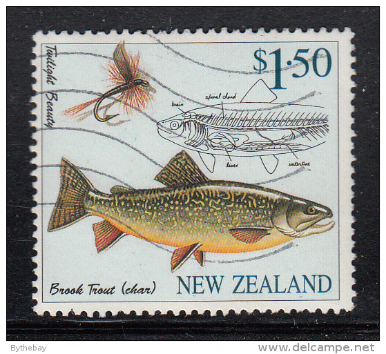 New Zealand Used Scott #1443 $1.50 Brook Trout (char) - Fly Fishing - Used Stamps