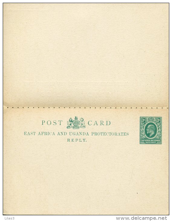 Entier Postal Carte Avec Réponse Payée East Africa And Uganda Protectorates 3c Vert Superbe - Protectorats D'Afrique Orientale Et D'Ouganda