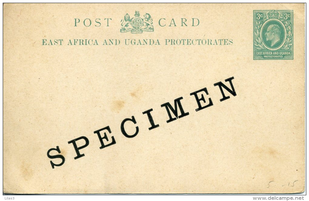Entier Postal Carte East Africa And Uganda Protectorates 3c Vert  Surcharge SPECIMEN Superbe - Protectorados De África Oriental Y Uganda