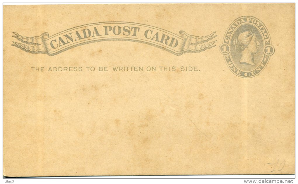 Entier Postal Carte Canada Post Card Victoria 1 C Gris Neuf Trace De Rouille - 1860-1899 Reinado De Victoria