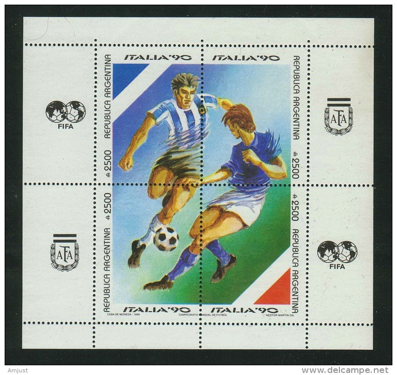 Argentne // Bloc-feuillet 1990 ** Coupe Du Monde De Football En Italie - Blocks & Sheetlets