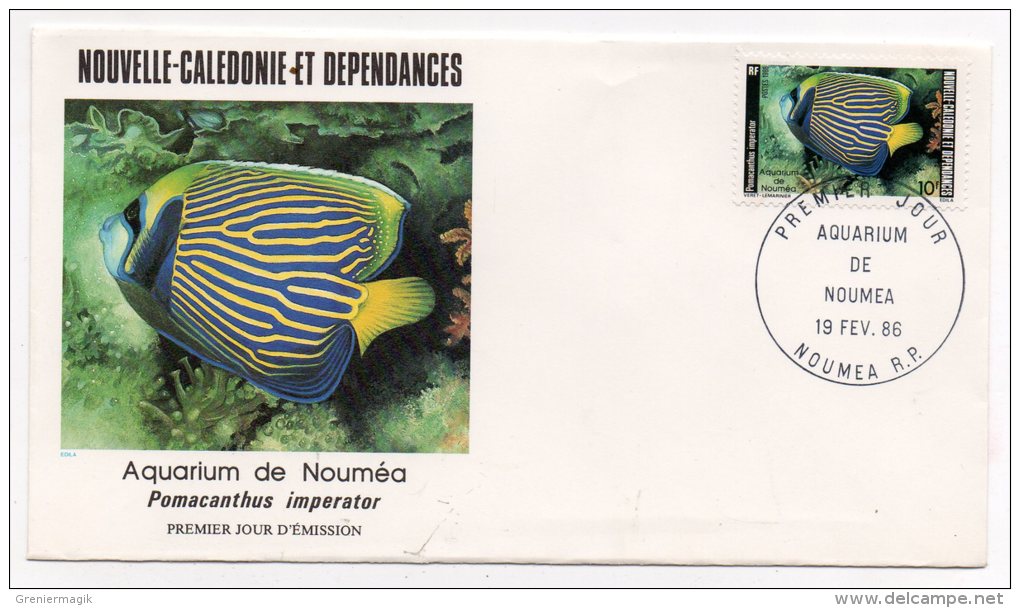 FDC Nouvelle Calédonie 1er Jour - Aquarium De Nouméa - Poisson : Pomacanthus Imperator - 1986 - FDC