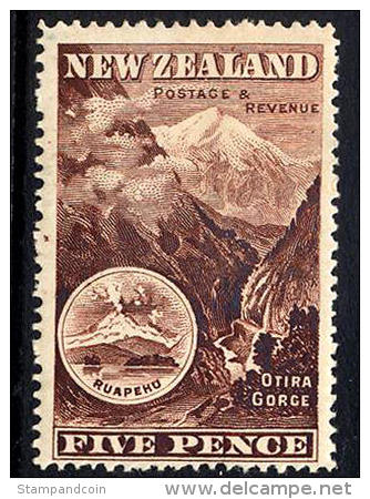 New Zealand #77 Mint Hinged 5p Otira Gorge & Mt. Ruapehu From 1898 - Ongebruikt