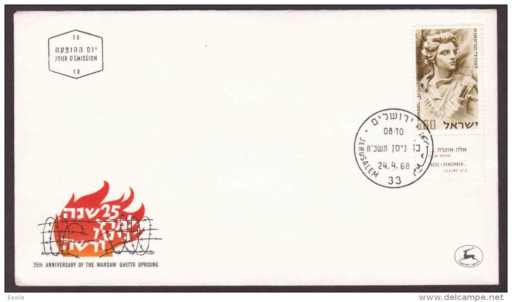 Israel - 1968 - FDC - Warsaw Ghetto Uprising, 25th Anniversary - Lettres & Documents