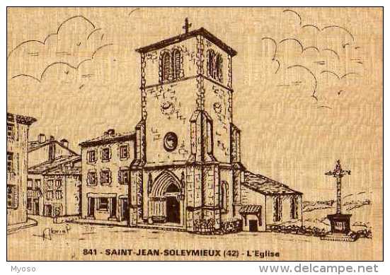 42 ST JEAN SOLEYMIEUX L'eglise, Illustrateur A Brialcarte En Bois - Saint Jean Soleymieux