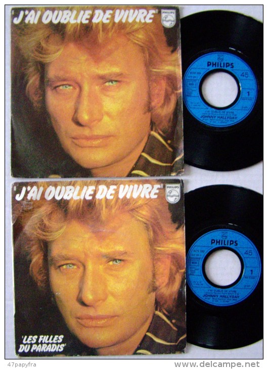 Johnny HALLYDAY 2 SP Variantes De Pochette Dans Les Titres Les Filles Du Paradis - Disco, Pop