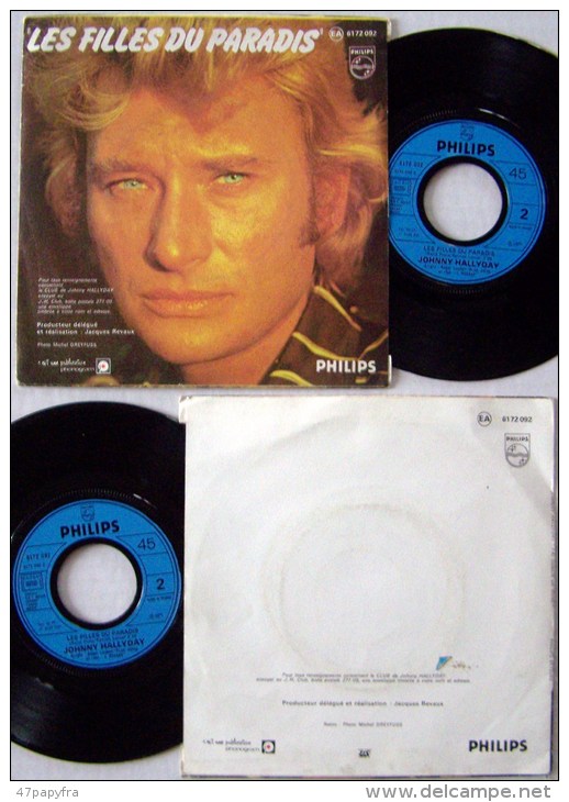 Johnny HALLYDAY 2 SP Variantes De Pochette Dans Les Titres Les Filles Du Paradis - Disco, Pop