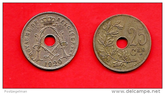 BELGIUM , 1913-1929, Circulated Coin, 25 Centimes, French, Km68.1, C1637 - 25 Cents