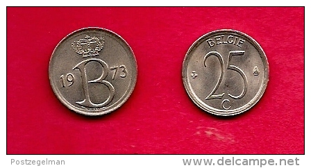 BELGIUM , 1964-75, Circulated Coin, 25 Centimesc, Dutch, Km154.1, C1646 - 1 Franc