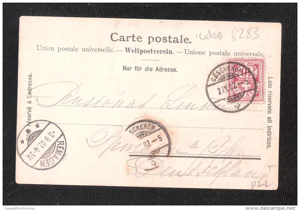 GOSCHENEN DOS SIMPLE Oblitération GOSCHENEN 1902 CACHET + REMAGEN  Germany  Oblitération POSTMARK Switzerland - Göschenen