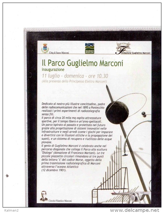 TEM1972    -   G.MARCONI "  INAUGURAZIONE MOSTRA FILATELICA "   /    SASSO MARCONI  10.7.-2004 - Altri & Non Classificati