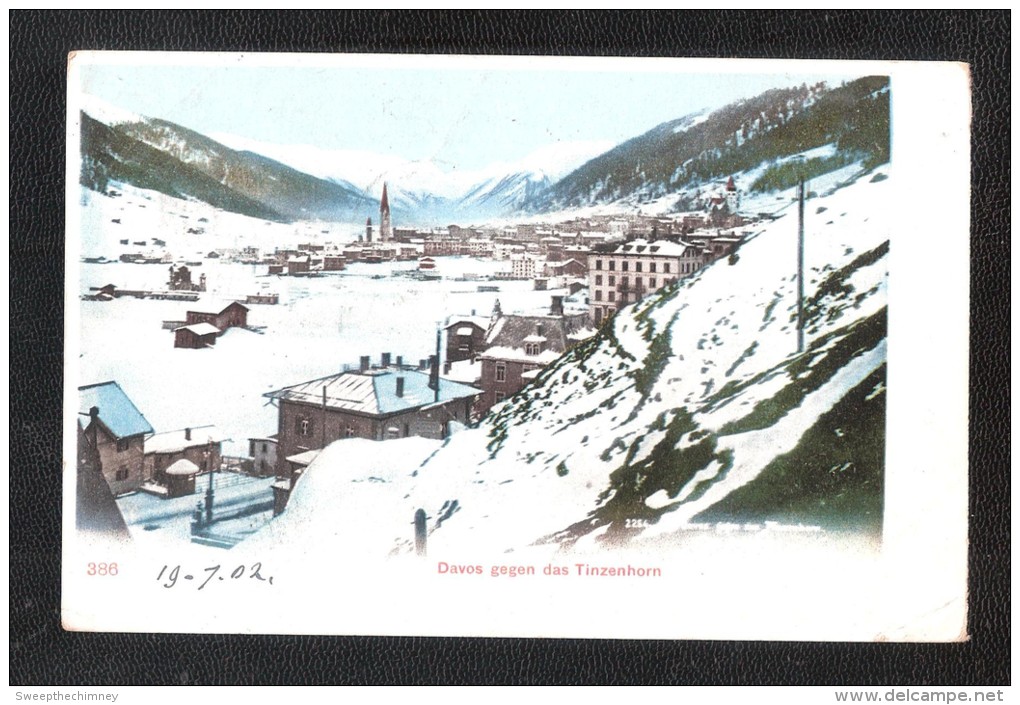 DAVOS GEGEN DAS TINZENHORN DOS SIMPLE Oblitération  DAVOS DORF 1902 POSTMARK Switzerland - Davos