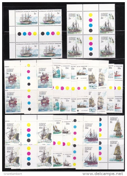 Australian Antarctic 1979 Ships Set Of 16 As Gutter Blocks Of 4 MNH - Unused Stamps