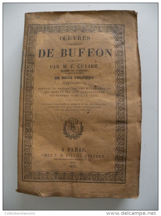 LOT,OEUVRES DE BUFFON, 1830 x3/1831 x6/1832 x1/ Donc 1 non daté mauvaise état, 11 livres Voir Photos