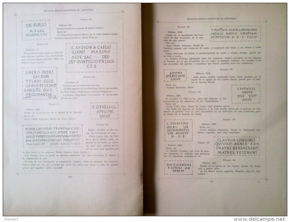 COLECCION UNICA  CUADERNOS 1905 ESTUDIOS HISTORICOS CARTAGENA 1500 A.C-1492 D.C.POR MANUEL FERNANDEZ-VILLAMARZO CANOVAS.