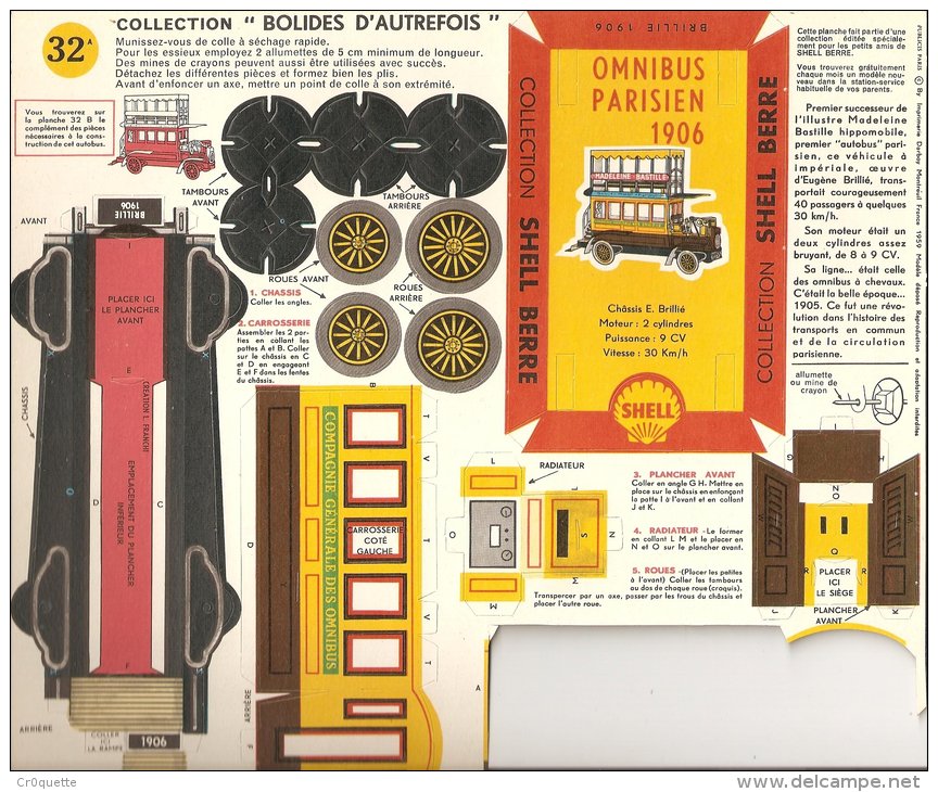 SHELL / BOLIDES D' AUTREFOIS / OMNIBUS PARISIEN 1906 - Kartonmodellbau  / Lasercut