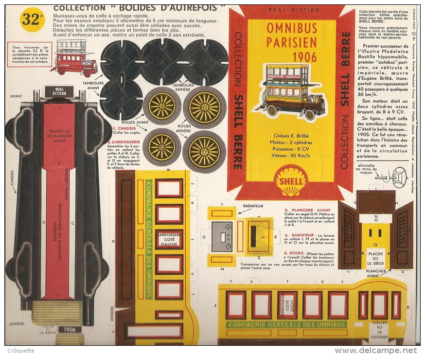 SHELL / BOLIDES D' AUTREFOIS / OMNIBUS PARISIEN 1906 - Carton / Lasercut