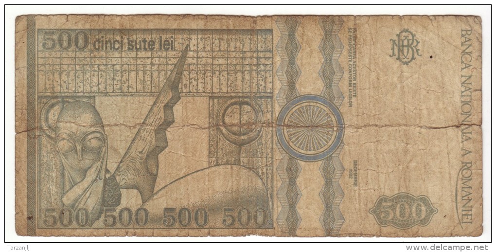 Billet De 500 Lei Roumanie Romaniei Décembre 1992 Brancusi - Romania