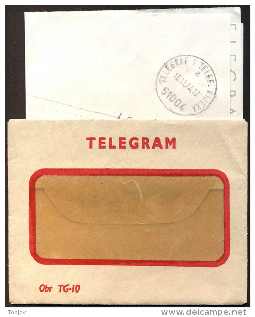 YUGOSLAVIA - JUGOSLAVIA -  CROATIA - RIJEKA - FIUME - TELEGRAM  - 1974 - Covers & Documents