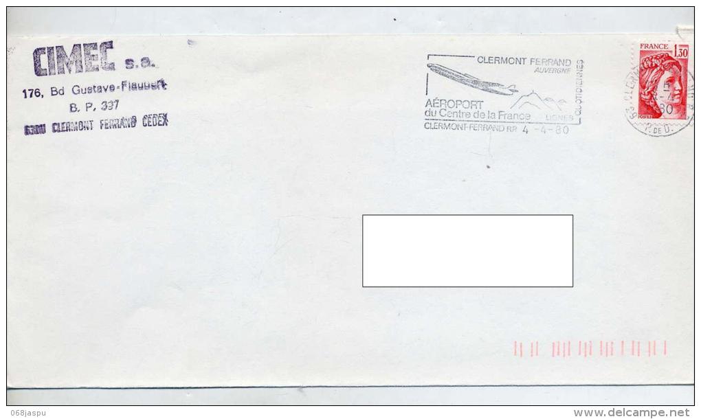 Lettre Flamme Clermont Ferrand Aeroport  Theme Volcan - Mechanical Postmarks (Advertisement)