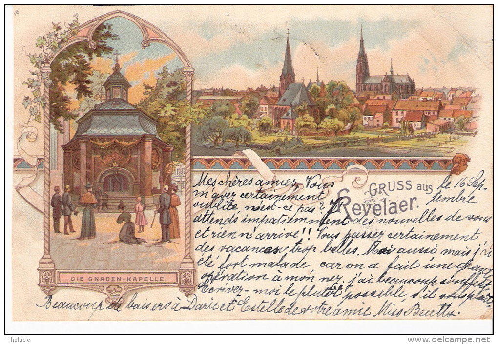 Lithographie-Gruss Aus Kevelaer-Rhénanie Du Nord-Wesphalie-1899-Die Gnaden-Kapelle-oblitération Crefeld- Reichspost N°47 - Kevelaer